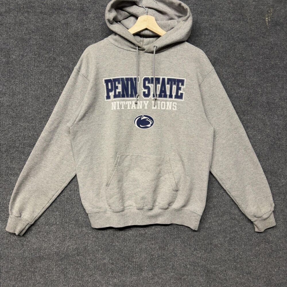 Penn State Nittany Lions Hoodie Mens M Gray Champion ECO Pullover Fleece Logo